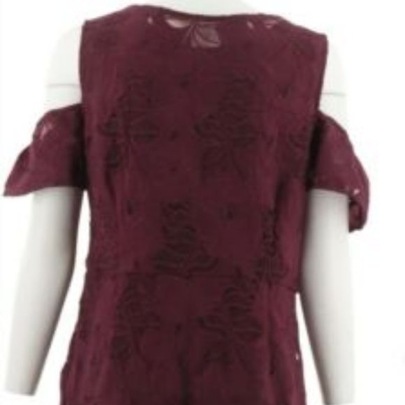 NWT ISAAC MIZRAHI‎ LACE FLUTTER SLV SHEATH DRESS 12 - Picture 7 of 11